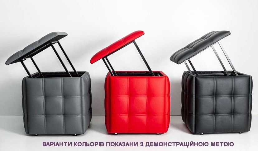 Пуф Vi-Tall 5 в 1 розкладний чорний екошкіра 50 см х 50 см e28b508c фото